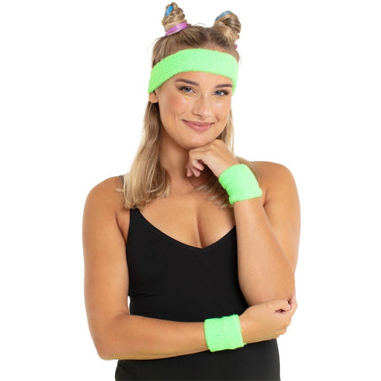 Zweetbandjes Neon Groen - 3 stuks van Folat koop je bij Partywinkel