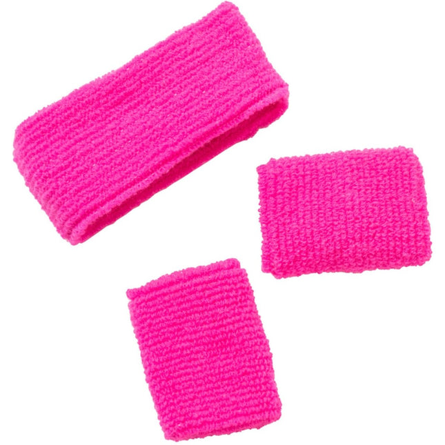 Zweetbandjes Neon Roze - 3 stuks van Folat koop je bij Partywinkel