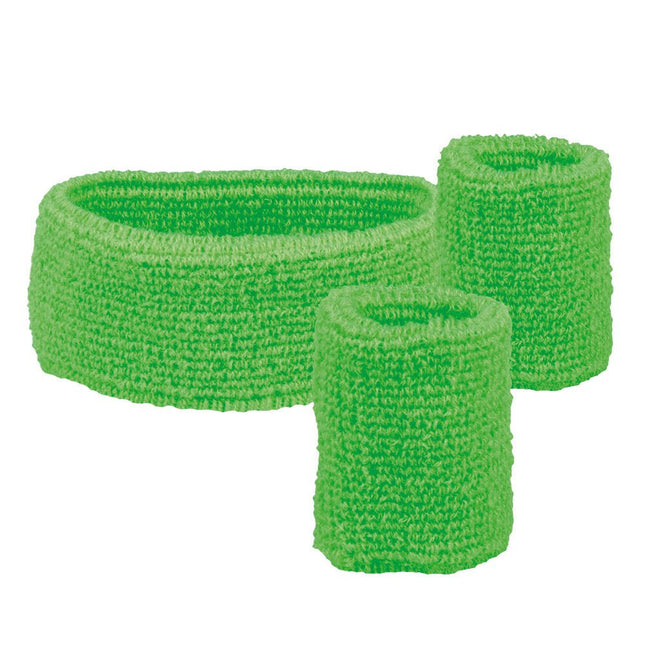 Zweetbandjes Neongroen 3st van Boland koop je bij Partywinkel