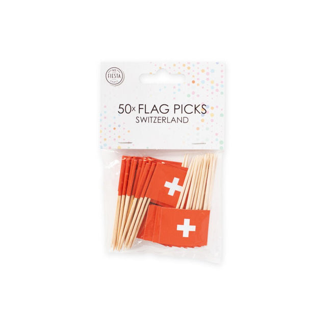 Zwitserland Cocktailprikkers Zwitserland 6cm 50st van WeFiesta koop je bij Partywinkel