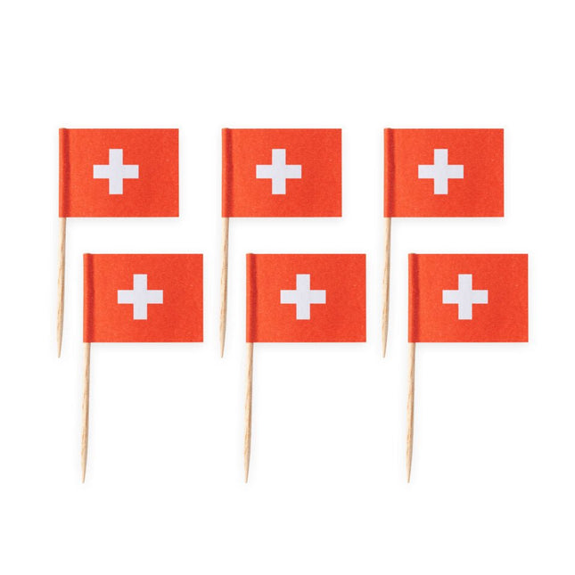 Zwitserland Cocktailprikkers Zwitserland 6cm 50st van WeFiesta koop je bij Partywinkel