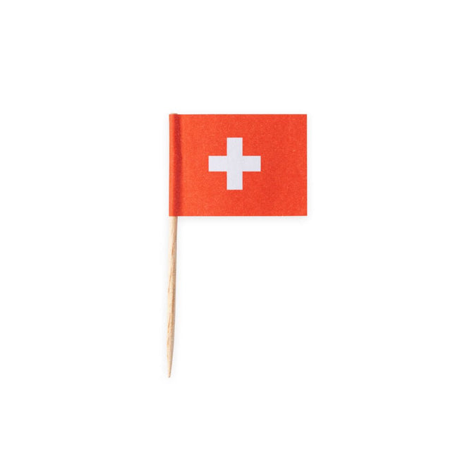 Zwitserland Cocktailprikkers Zwitserland 6cm 50st van WeFiesta koop je bij Partywinkel